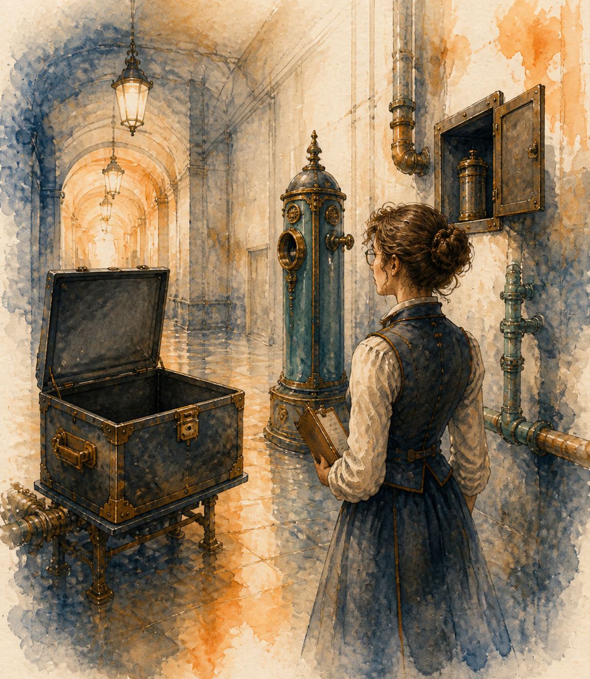 Aquarell eines leeren Übergabekastens