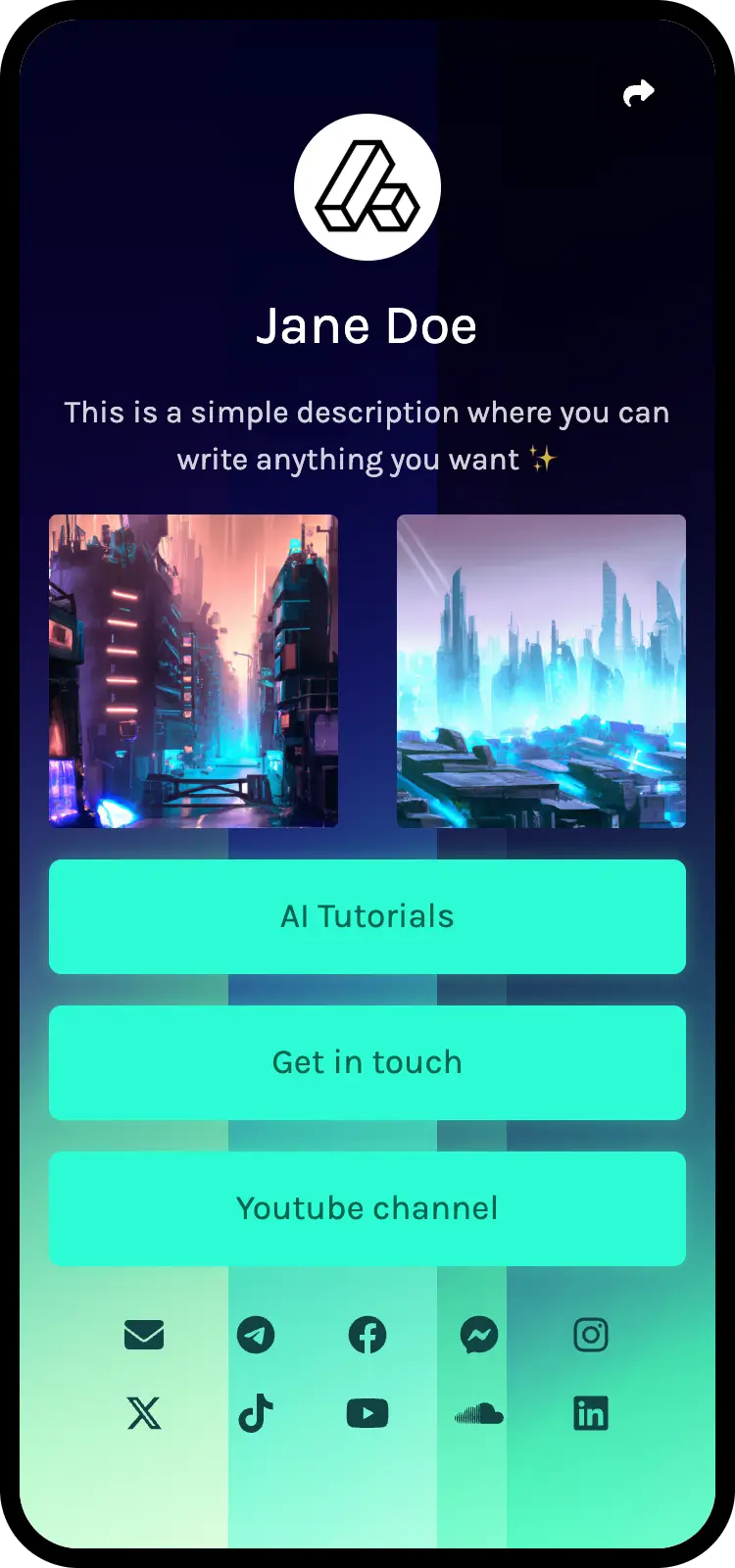 Capture d'écran d'exemples de page biolink