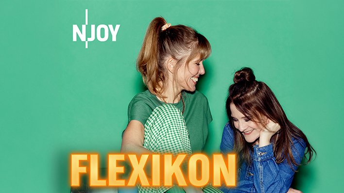 Cover für den NJOY Podcast Flexikon mit Steffi und Anne